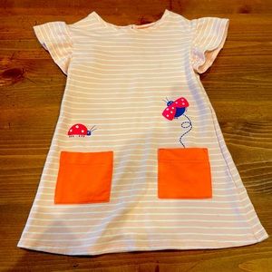 Pink striped lady bug dress